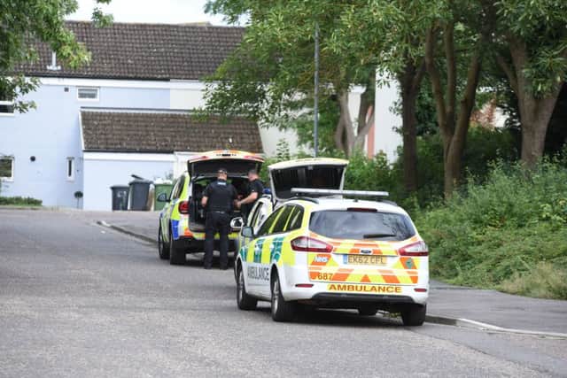 Armed police attend an incident at Sheepwalk, Paston EMN-170708-170300009