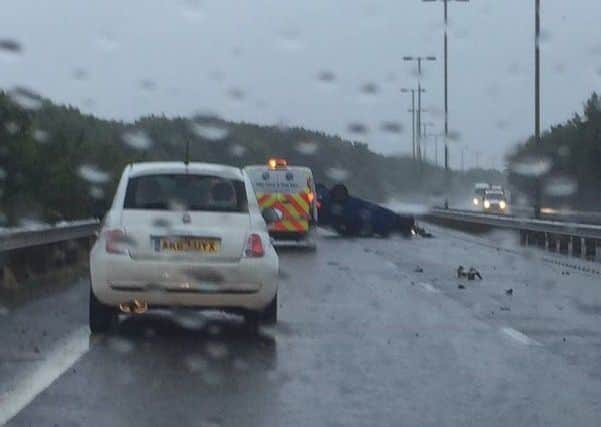 The scene of the crash on the A15 near Werrington this morning. Photo: John Wareham