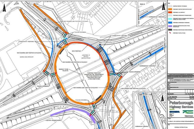 The plans to replace Rhubarb Bridge. The proposed new crossings are in light blue