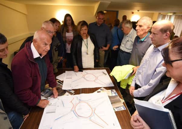 Residents and councillors view the plans at the Salvation Army Citadel