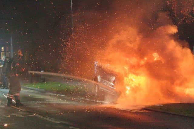 Fire crews tackling the blaze in Stanground. Photo: Terry Harris