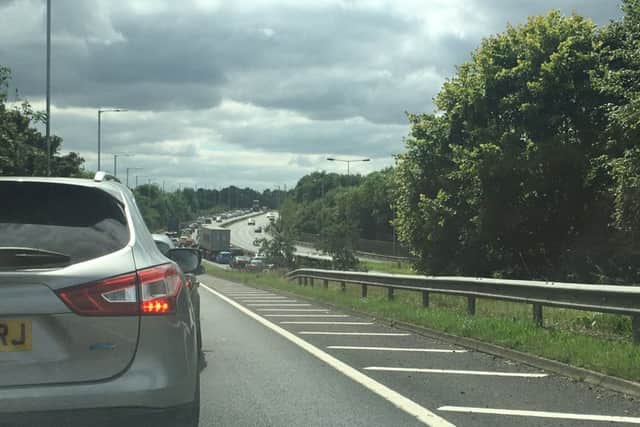 Long delays on Fletton Parkway near Hampton. Photo: Gareth Ford