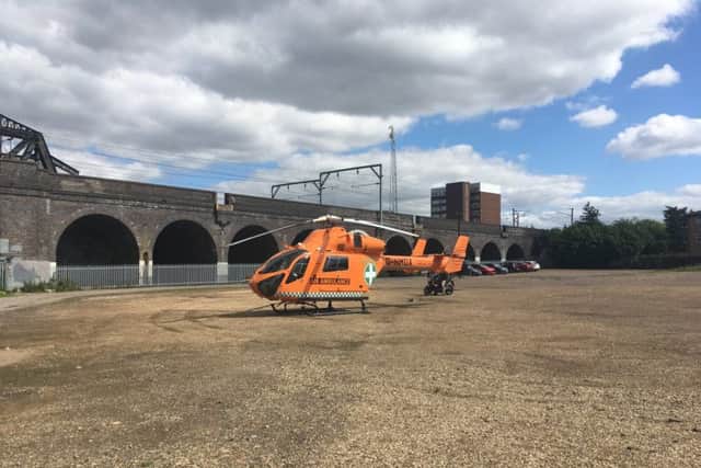 The Magpas air ambulance landed at Railworld
