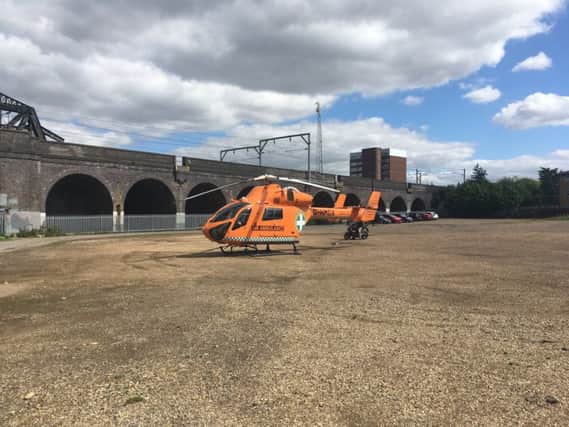The Magpas air ambulance landed at Railworld
