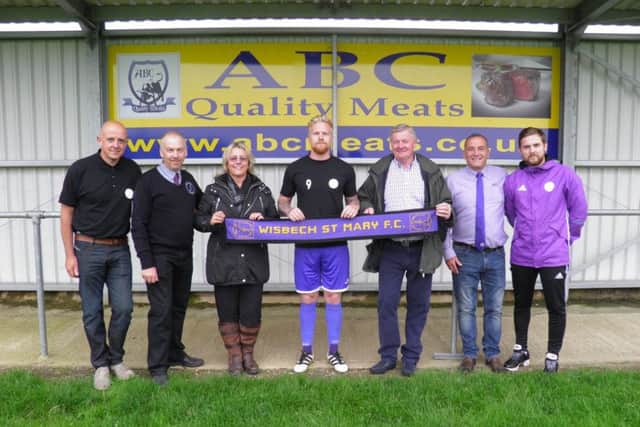 The club's Chairman Ian Rawlins (second from right), Secretary Martin Holmes (second from left), and Sponsorship Co-ordinator Martin Dimambro (far left), were joined by Sue and Allan Carr from the stadium's sponsor, ABC Quality Meats, and first team Manager Arran Duke (far right) to mark the occasion.