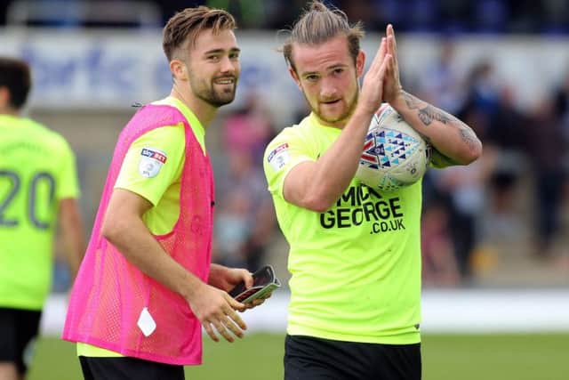 Posh striker Jack Marriott with the match ball after his hat-trick at Bristol Rovers.