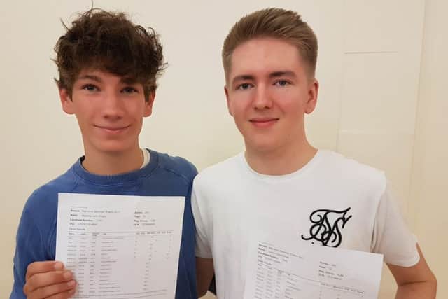 Two students who achieved 5A* grades: Matthew Wright (left) is going to study natural sciences and Lorcan Elliott (right) medicine, both at the University of Cambridge