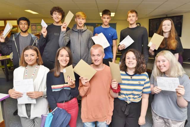 A Level Day at Hampton College. Some of the 6th formers with their results. EMN-170817-112528009