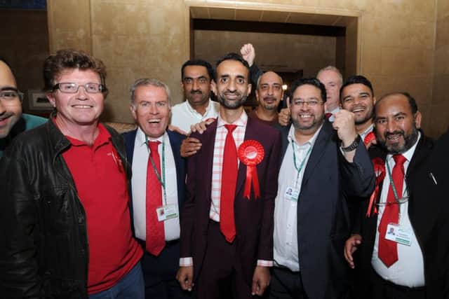 Park Ward local election count at the Town Hall. Elected councillor Shaz Nawaz with his supporters