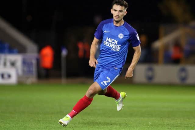Liam Shephard druing his Posh debut against MK Dons. Photo: Joe Dent/theposh.com.