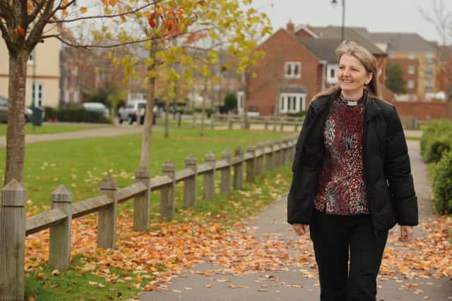 Sylvia Kinder, 51, the new Vicar for Hampton. Pictured in Eagle Way. ENGEMN00120121211141929
