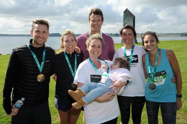 Victoria Darby and Mia Clucas with (from left) Richard Pope, Natalia Shaw, Chris Evans, Fiona Evans and Tara Watson