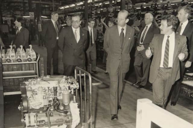 Duke of Kent at Perkins engines 1987