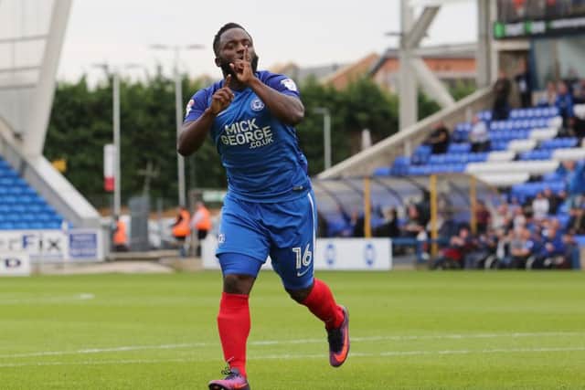 Junior Morias has just scored his first goal for Posh against Wigan. Photo: Joe Dent/theposh.com.