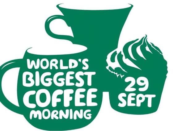 The World's Biggest Coffee Morning fundraiser takes place on September 29.
