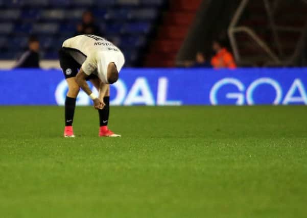 Posh star Marcus Maddison cuts a dejected figure after Oldham's third goal. Photo: Joe Dent/theposh.com.