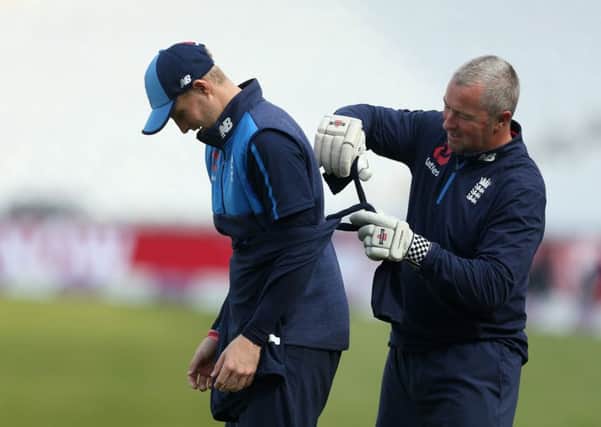 England skipper Joe Root (left) with coach Paul Farbrace.