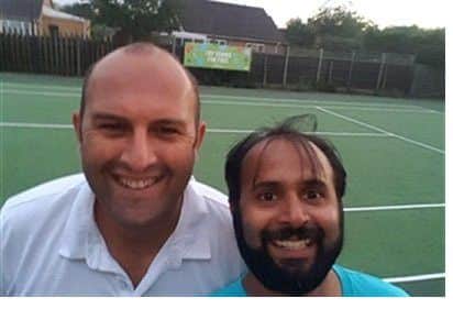 Mens doubles winners Mo Malkera (right) and Marwan Tarazi.
