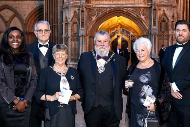 Guests Fiona Onasanya MP, Peterborough City Council leader Cllr John Holdich, Mayoress of Peterborough Cllr Judy Fox, Mayor of Peterborough Cllr John Fox, Mrs Barbara Holdich and Tom  Hennessy, of OP.
