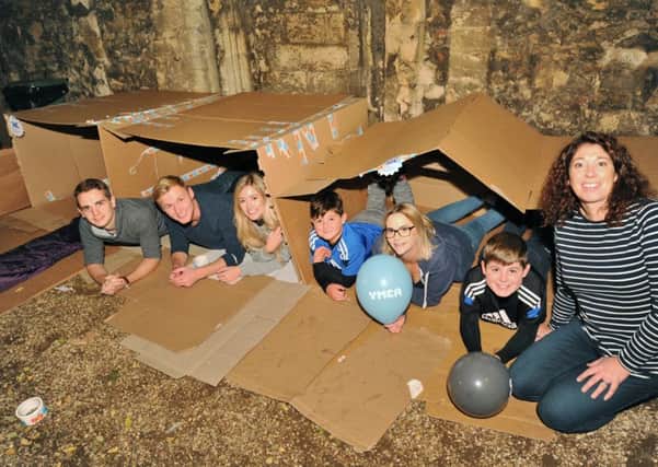 YMCA Sleep Easy  at the Peterborough Cathedral cloisters.  Some of volunteers taking part. EMN-170930-180743009
