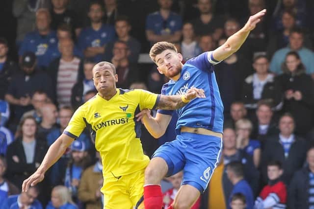 Posh defender Jack Baldwin in action against Oxford. Photo: Joe Dent/theposh.com.
