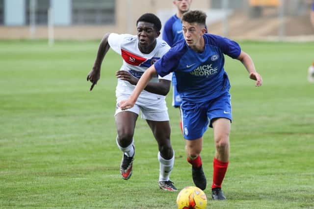 Highly rated Posh Under 18 player Luke Strachan.