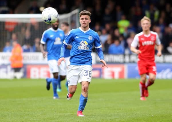 Andrea Borg during his Posh first team debut against Fleetwood.