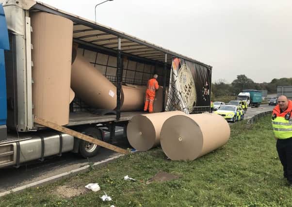 The shed load on the A14 at Huntingdon. Photo: @roadpoliceBCH