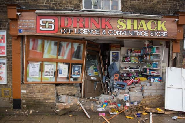 Drink Shack ram-raided in the early hours. , Whittlesey, Peterborough 18/10/2017.  Picture by Terry Harris / Peterborough Telegraph. THA