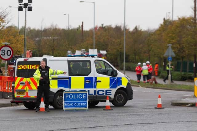 Major Gas Leak Incident at the entrance to Amazon Fullfilment Centre 
,
Grange Road, Peterborough
18/10/2017. 
Picture by Terry Harris / Peterborough Telegraph. THA
