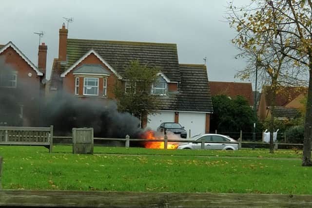 A photo of the car fire from Haydn Rogers