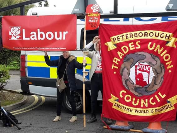 The EDL counter protest in Peterborough today. Photo: Angus Ellis