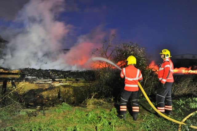 Pallet fire at the old mushroom factory at Broadway, Yaxley EMN-171022-204800009