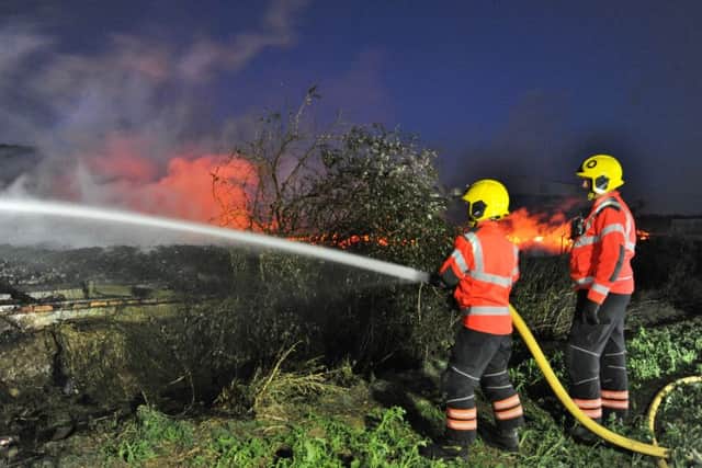 Pallet fire at the old mushroom factory at Broadway, Yaxley EMN-171022-204826009