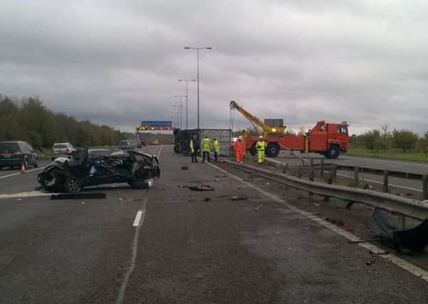 The scene on the A1M near Peterborough. Photo: @roadpoliceBCH