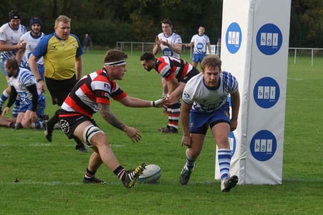 Dan Malem touches down for the first of his two tries. Picture: Mick Sutterby