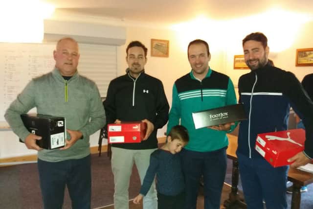 Pictured are the winners of Gedney Hills Texas Scramble Open, which took place on Sunday with 19 teams taking part. The winners were Luke Chilvers, Glen Chilvers, Jack Chilvers and Ben Coddington.  Also in the picture is their coach, little Ethan Chilvers.