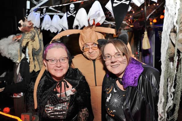 Halloween House at Bringhurst, Orton Goldhay. House owner Debbie Gale with Colin Brittle and Natalia Brader EMN-171031-190846009