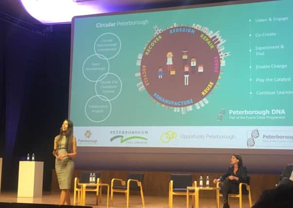 Katie Thomas, Circular City project officer, speaking at the World Circular Economy Forum in June in front of 1,700 delegates.