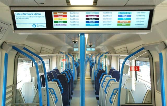 The interior of one of the new trains with the Tube updates