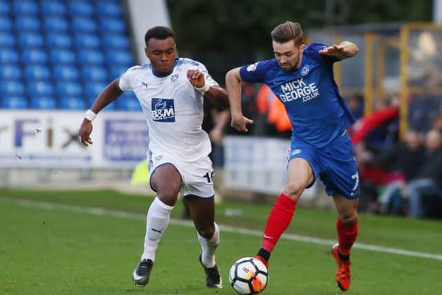 Gwion Edwards on the charge for Posh against Tranmere. Photo: Joe Dent/theposh.com.