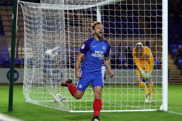 Danny Lloyd after scoring for Posh against Northampton.