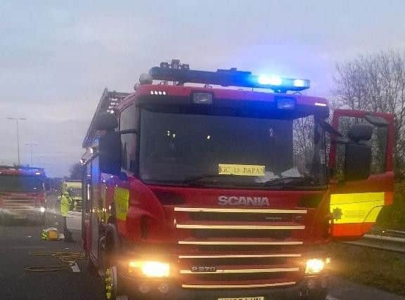 The scene of one of this morning's crashes on the A47. Photo: @roadpolicebch