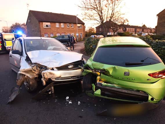 The scene of the crash in Tennyson Road this afternoon
