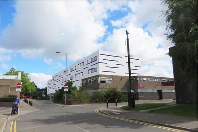 An artists impression of the building at Bretton Court