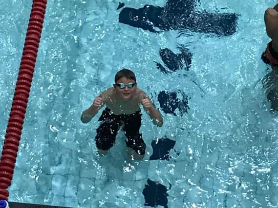 Jack Swindale completes his swim for Children In Need