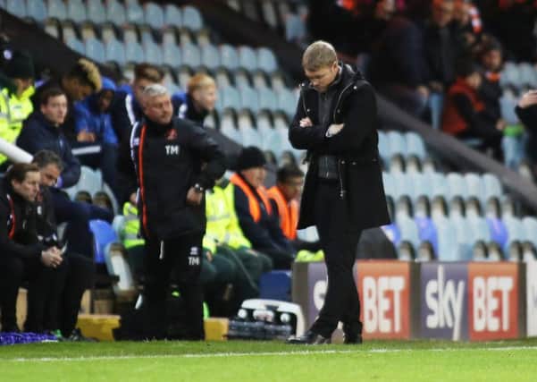 Posh manager Grant McCann watching his side lose at home to Blackpool. Photo: Joe Dent/theposh.com.