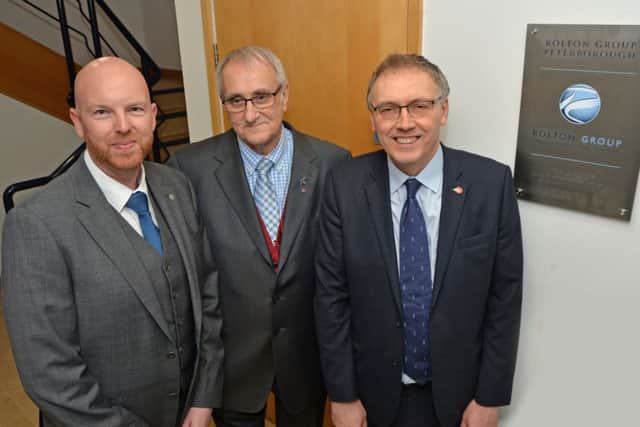 Left to Right Craig Smith, Director of Rolton Group and Councillor John Holdich OBE who opened the new offices with Peter Rolton, Chairman of Rolton Group